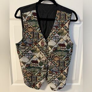 VTG Tapestry Bobbie Brooks Fall Holiday Coastal Granny Teacher Vest Cottagecore